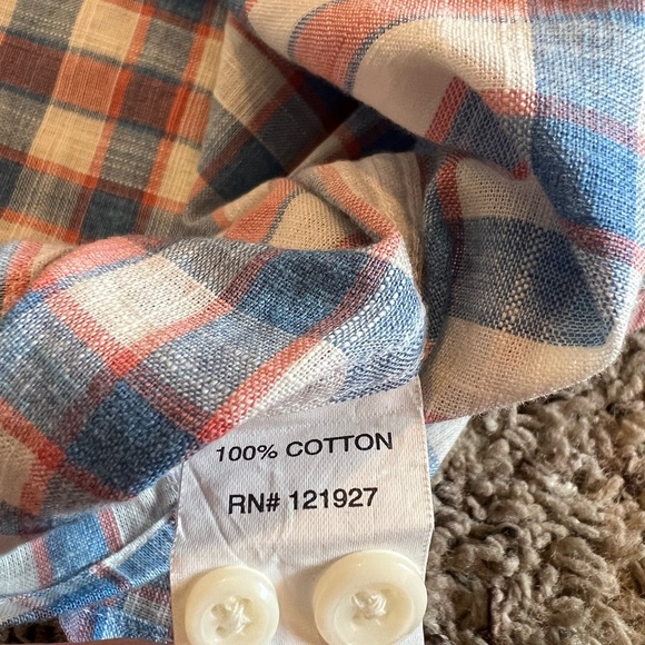 Johnnie-O Button Down Shirt Small Plaid linen Hangin' Out - Picture 5 of 6